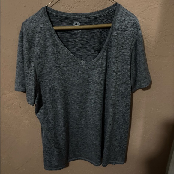 Gray V-Neck Women's Activewear Top - Picture 1 of 3
